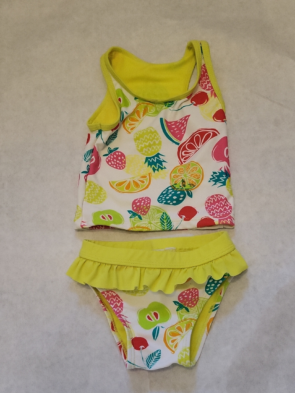 Two-Piece fruit print tankini - yellow trim